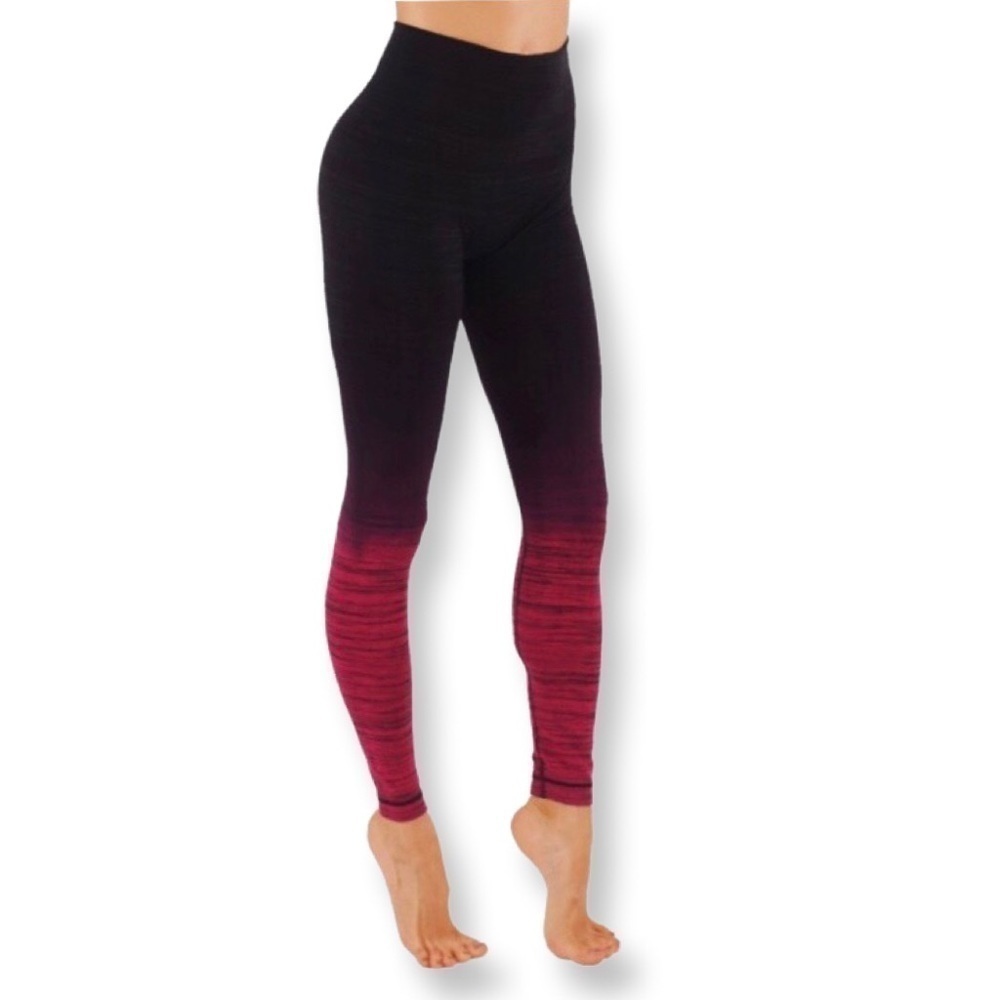 CODEFIT Yoga Power Flex Ombré Black & Burgundy Leggings Size S/M